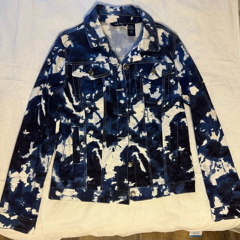 Life Style Tie‎ Dye Truckers Denim Jacket - Size Small
